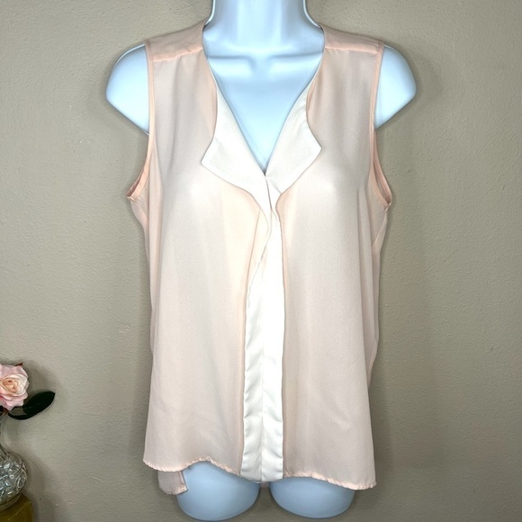 S My Michelle Pink & White Sleeveless Flowy Blouse Women’s Small 4 6 Top - Picture 1 of 7